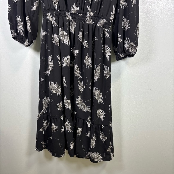 Talbots Black and White Floral Long Sleeve Dress Sz 8P - Picture 4 of 9